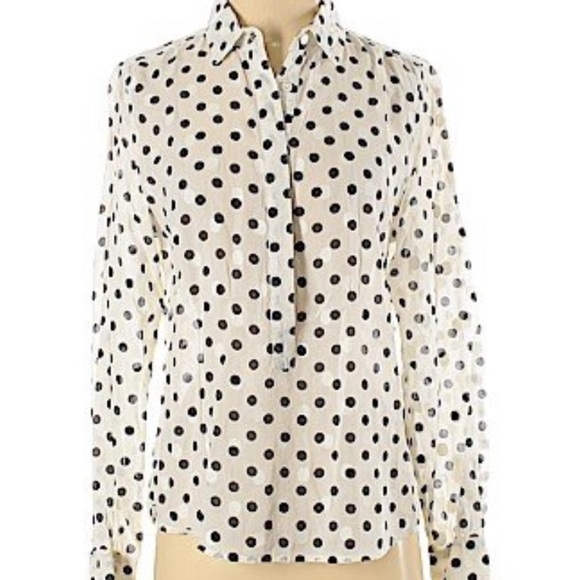 J Crew Factory Jacquard Polka Dot Blouse - Picture 3 of 10